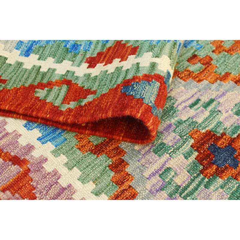 Flatweave Majeed Red/Blue Runner - 2'8" x 6'6"