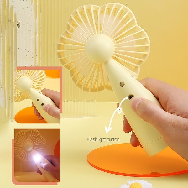 Electric Fan Flower Shape Flashlight Function With Led Pocket Size