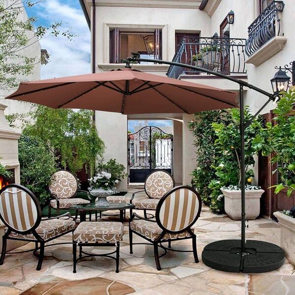 Shop Black Friday Deals On Ainfox 10ft Solar Offset Hanging Patio Umbrella Base Not Included Overstock 31727510