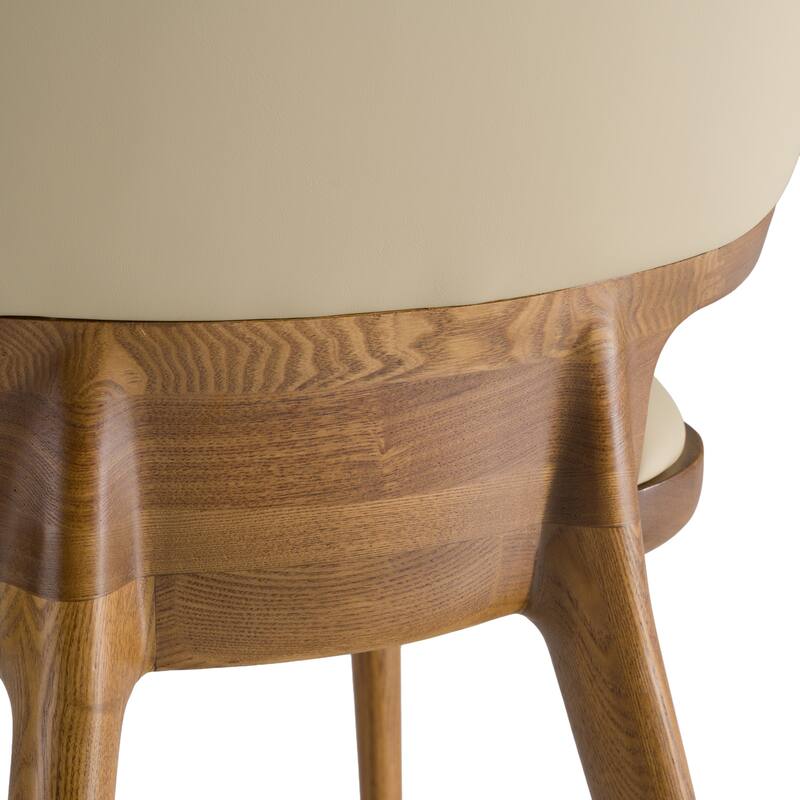 Modrest Stanley Contemporary Beige Leatherette and Walnut Dining Chair (Set of 2)