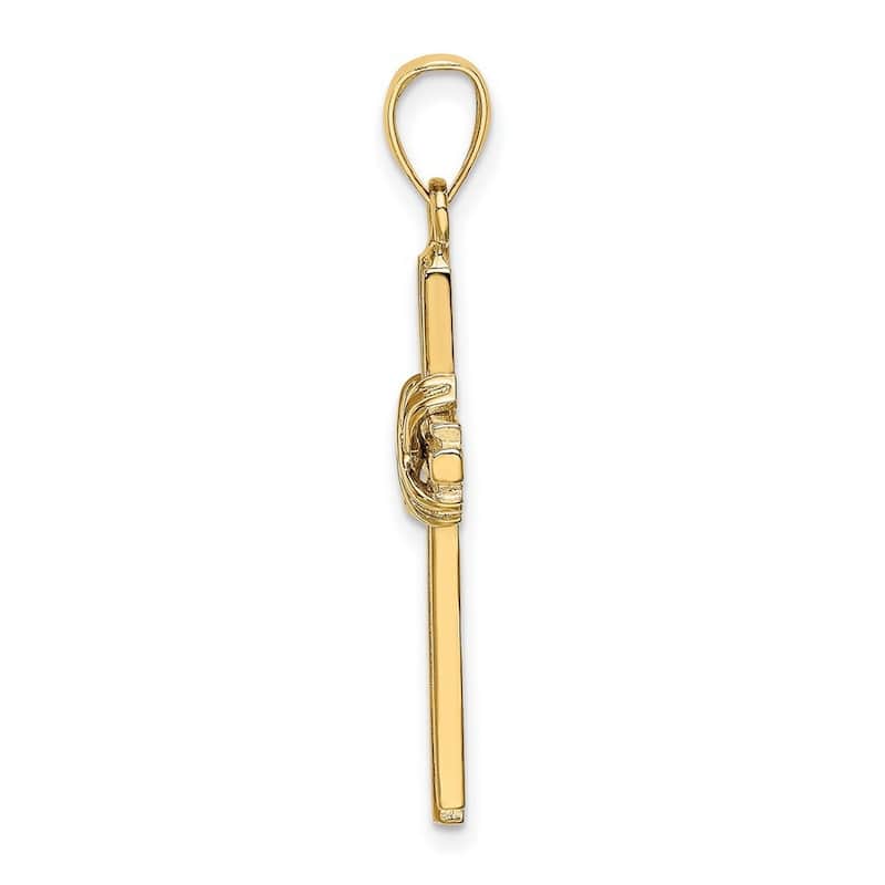 Curata 14k Yellow Gold Beaded X Cross Pendant Necklace 18mm x 33mm