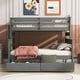 preview thumbnail 5 of 11, Twin over Full Solid Wood Bunk Bed Slat Support Full Length Guardrail Up Bed Separable Bed Frame with 2 Drawers - Grey