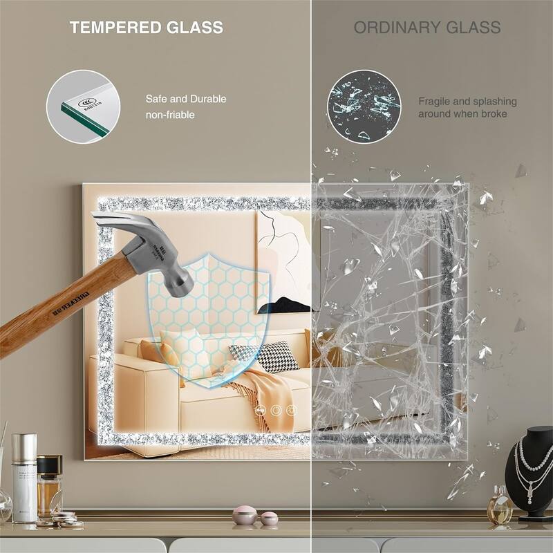 Crystal Light Strip Vanity Mirror