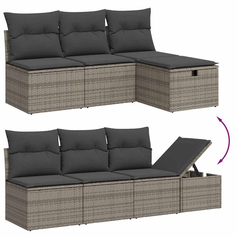 vidaXL Garden Sofa Set Beige/Black/Grey