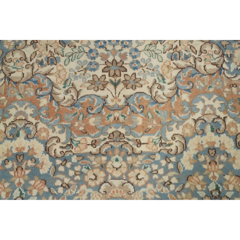 Hand Knotted Oriental 100% Wool Carpet Traditional Floral Beige & Ivories Kerman Area Rug - 7' 6'' X 4' 10''