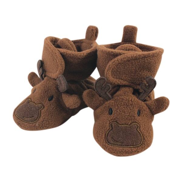 slide 1 of 1, Hudson Baby Infant and Toddler Boy Cozy Fleece Booties, Moose 0-6 Months - Moose