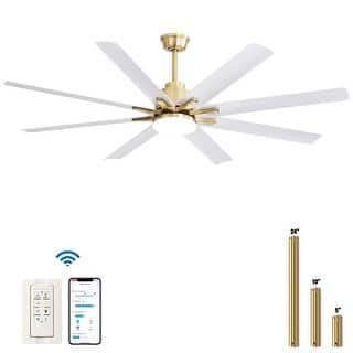 Sofucor 52/66/72/76/84Inch Large Ceiling Fan with Dimmable LED Light ,Remote&APP Control,8 Blades for Large Living Room,Porch