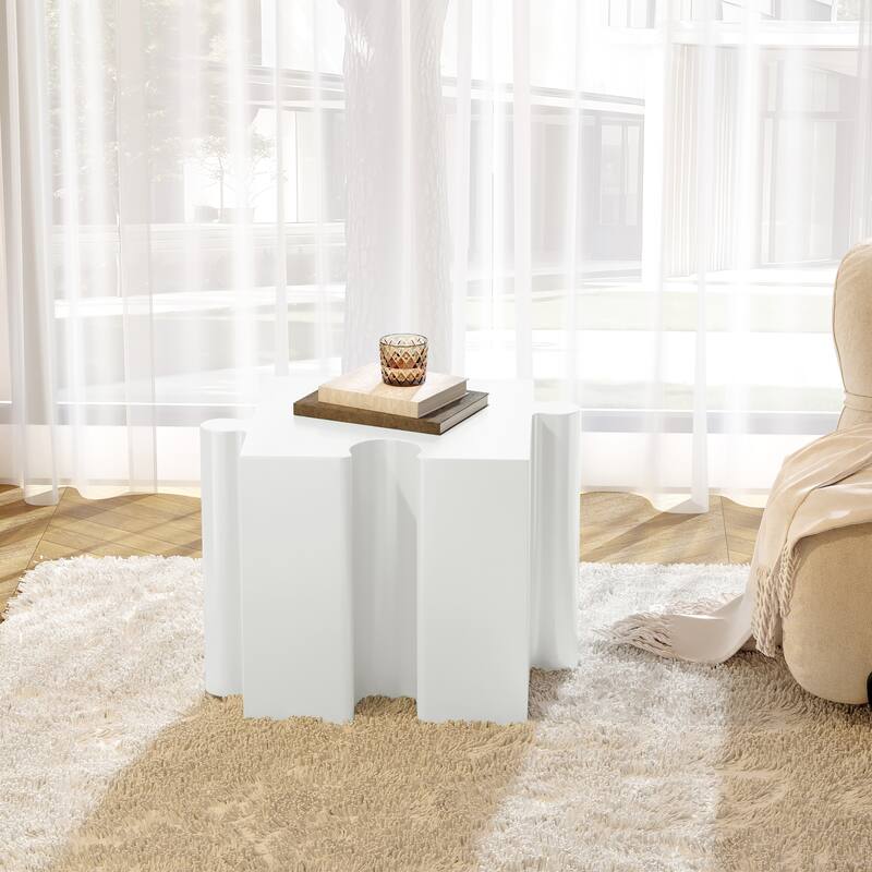 Christopher Knight Home - Mandy Modern Outdoor Side Table with Modular Concave Edge Design - White