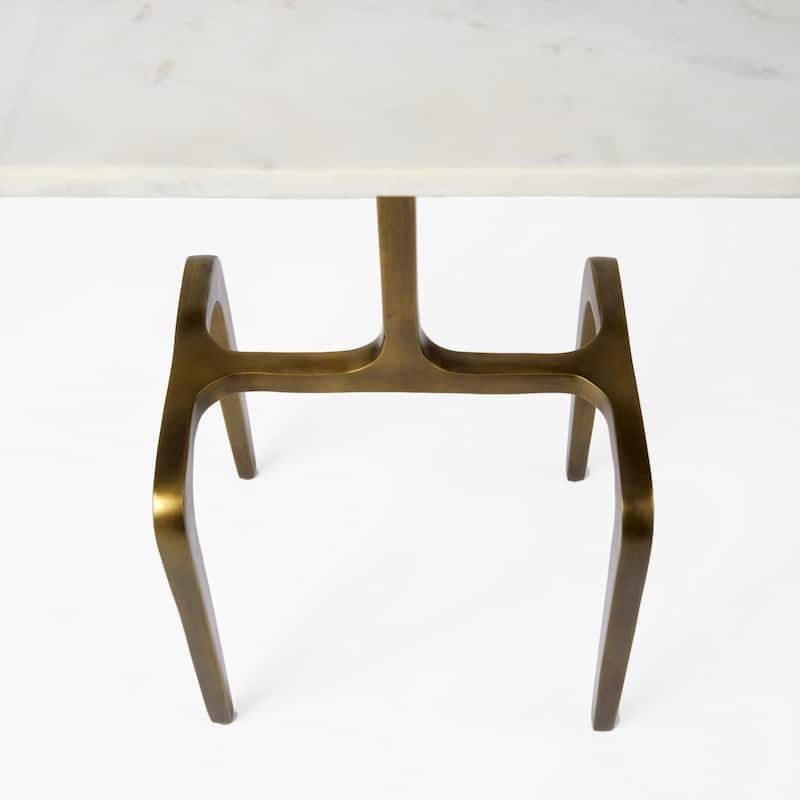 Preston White Marble Top w/Gold Metal Base Rectangular Accent Table - 17.3L x 11.3W x 22.8H
