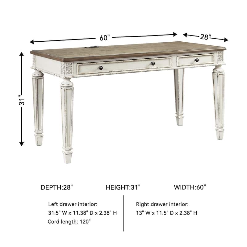 Signature Design by Ashley Realyn Ivory and Brown Wood Office Desk