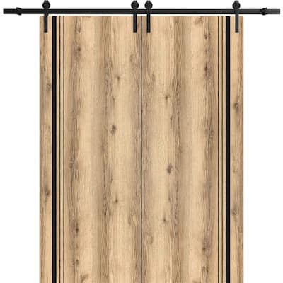Sturdy Double Barn Door 36 x 80 with Planum 0011 Oak with 13FT