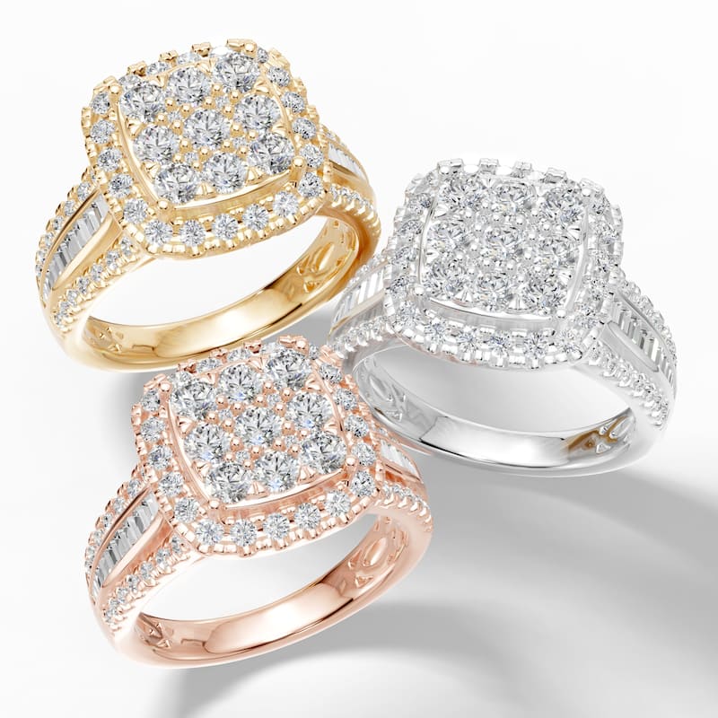 AEON Luminara Royale Cushion 1.50ct Lab Grown Diamond Cluster Halo Ring