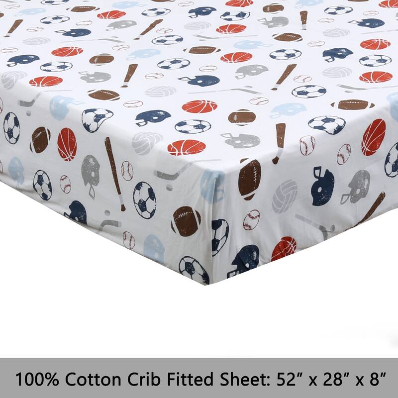 3-Piece Cotton Toddler Sheet Set for Kids Boys & Girls (Animals, Fish, Sports, Floral)