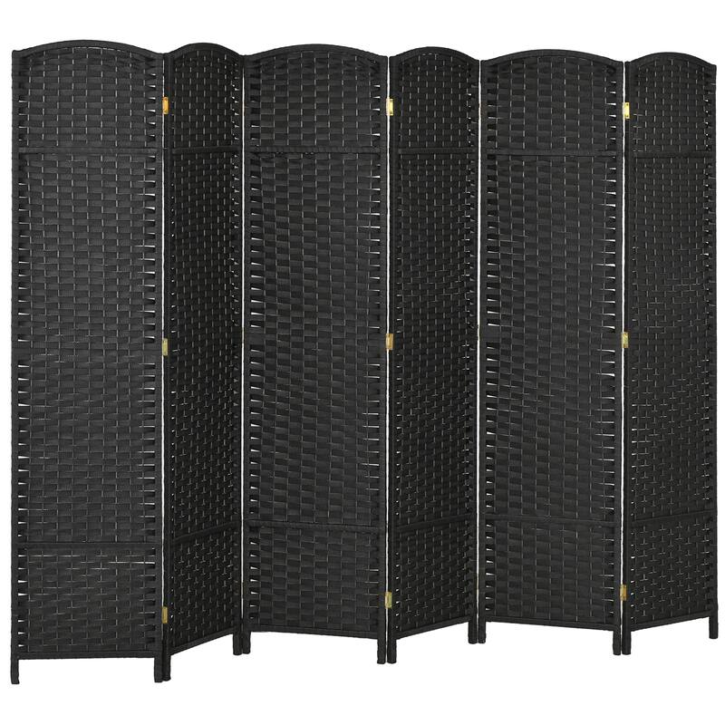 Room Divider, 6 Panel Folding Privacy Screen, 5.6' Tall Freestanding Wall Partition for Home Office, Bedroom, Black - Black