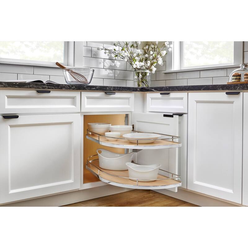 Rev-A-Shelf 587-18-L Modern 38-7/16" Pull Out and Pivot Two Tier Solid