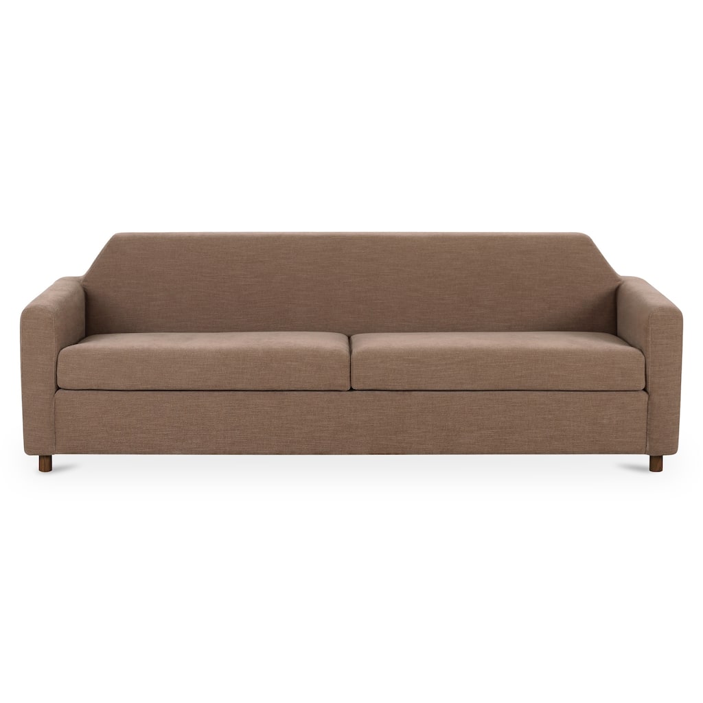 Maribelis Sofa, Mid-Century Angled Back and Bench Seat, Linen-Blend Upholstery, Seats 3, Soft Brown