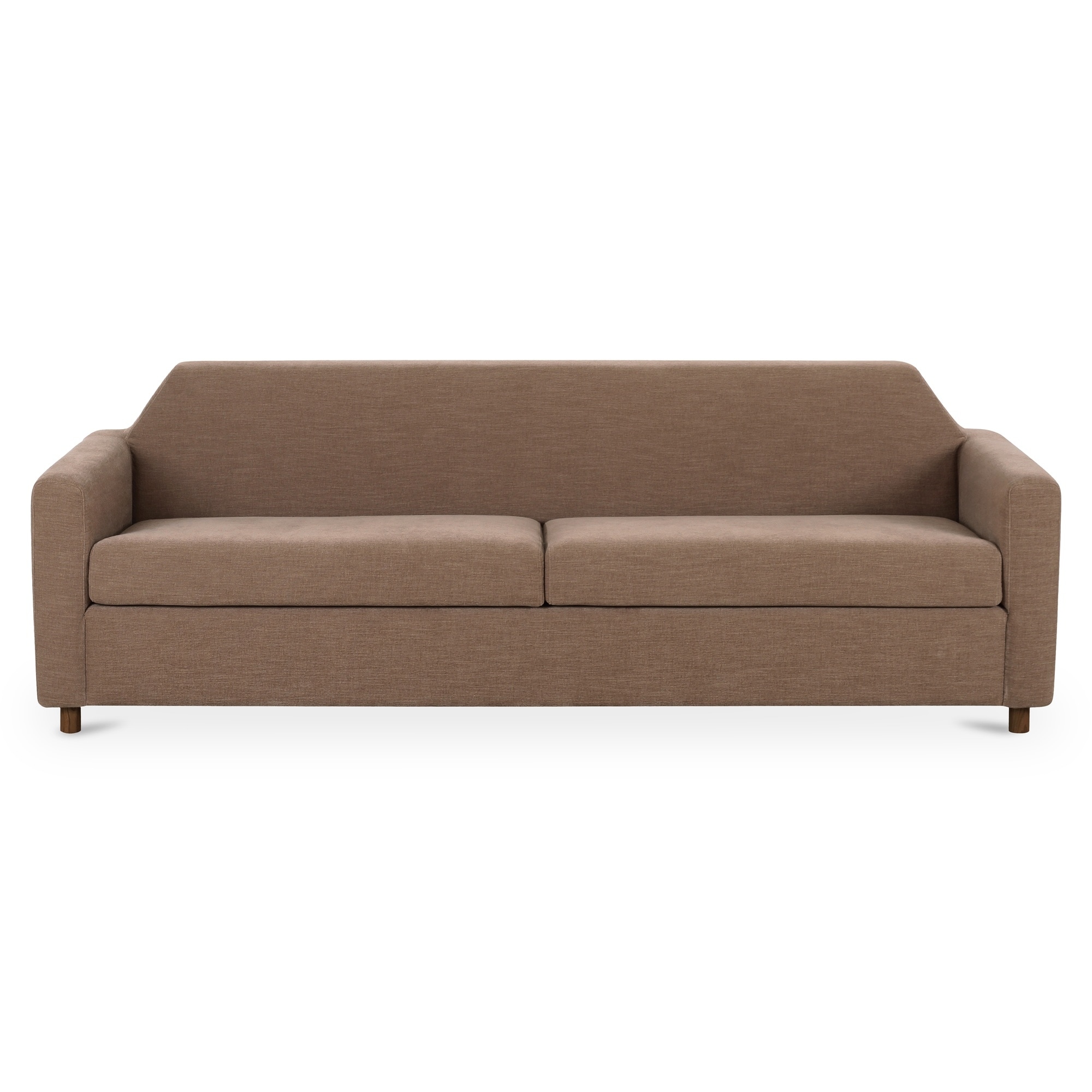 Maribelis Sofa, Mid-Century Angled Back and Bench Seat, Linen-Blend Upholstery, Seats 3, Soft Brown