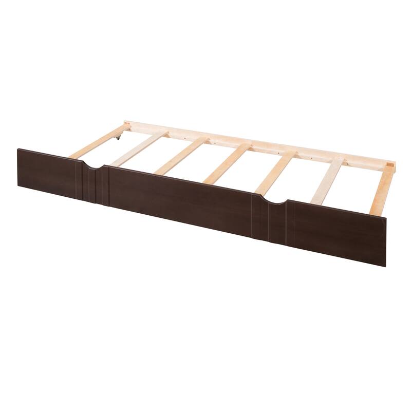 Pine Wood Daybed Frame with Twin Size Trundle, Headboard and Footboard