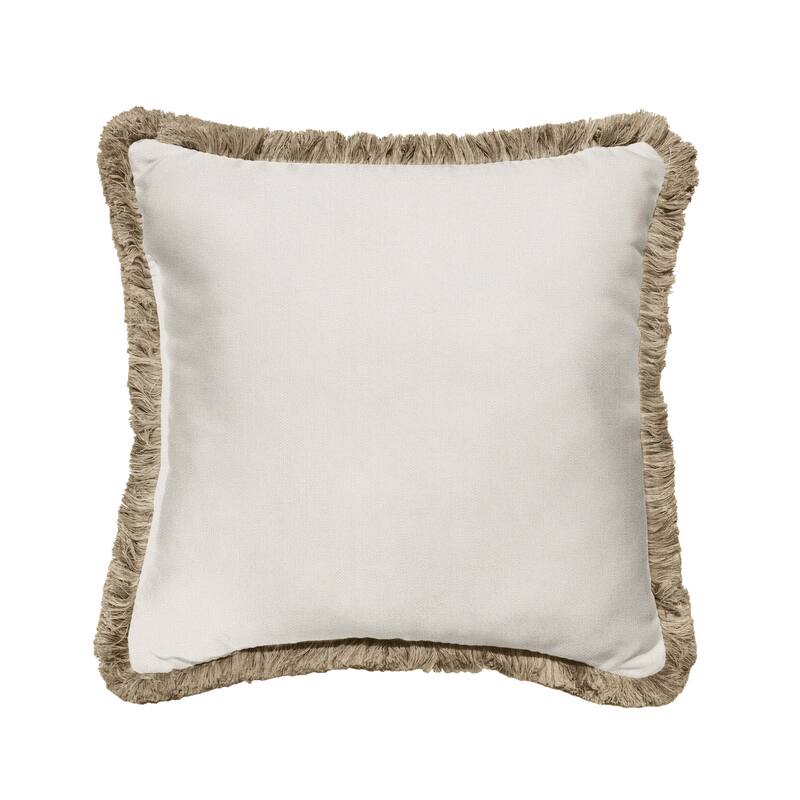 Sunbrella Canvas Natural and Taupe Fringe Indoor/ Outdoor Pillow - 18 in x 18 in