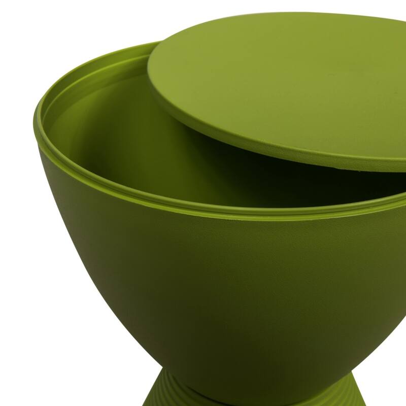 Boyd Round Side Table with Ribbed Design Base - Accent Hourglass End Table with Removable Lid for Living Room & Bedroom