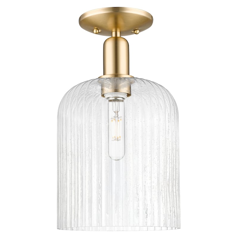 Innovations Lighting Endless Possibilities Arcadia - Bridal Veil - 1 Light 8" Semi-Flush Mount - Champagne Bronze/Seedy
