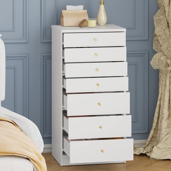 White 7 Drawer Dresser for Bedroom,Wood Storage Chest of Drawers - 47.8"H -  Bed Bath & Beyond - 39092905