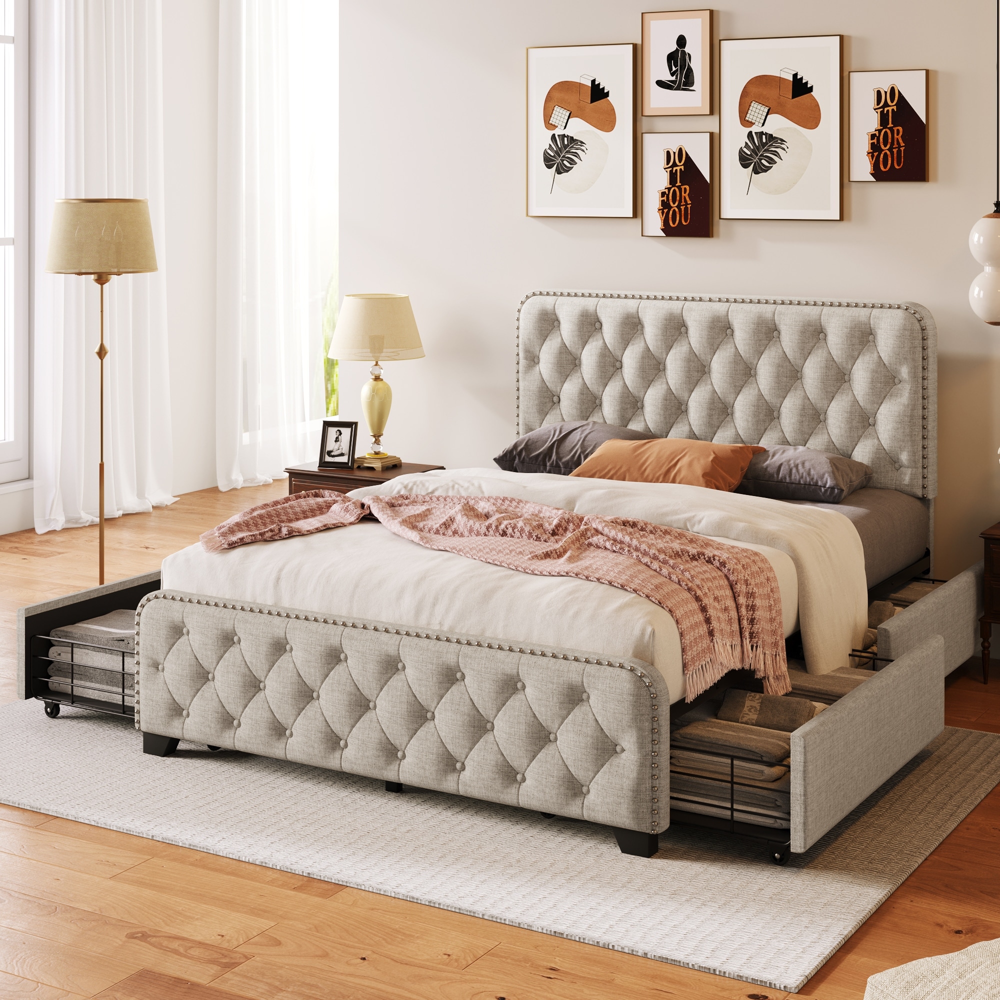 Bed with store headboard and footboard