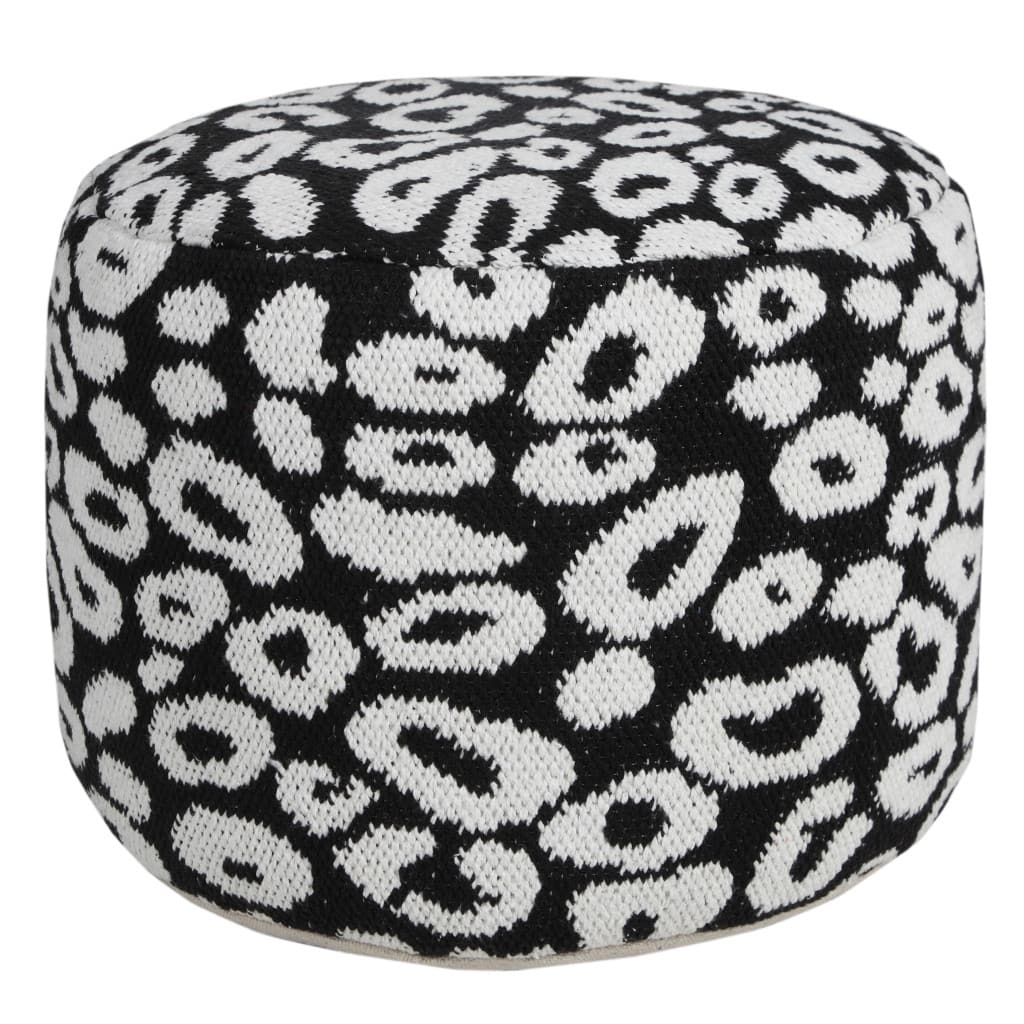 18" Abstract Pouf Ottoman Cotton Blend Upholstered Footrest and Seat
