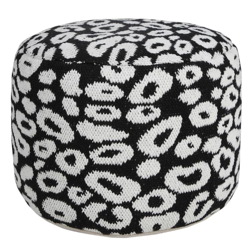 HomeRoots 18" Black Cotton Blend Ottoman