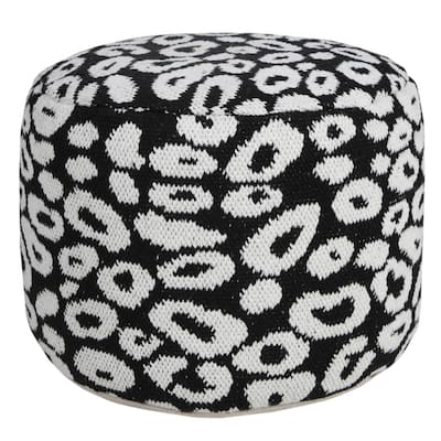 HomeRoots 18" Black Cotton Blend Ottoman