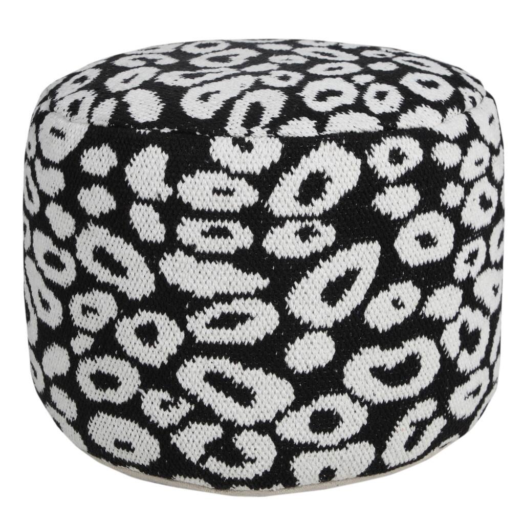 HomeRoots 18" Black Cotton Blend Ottoman