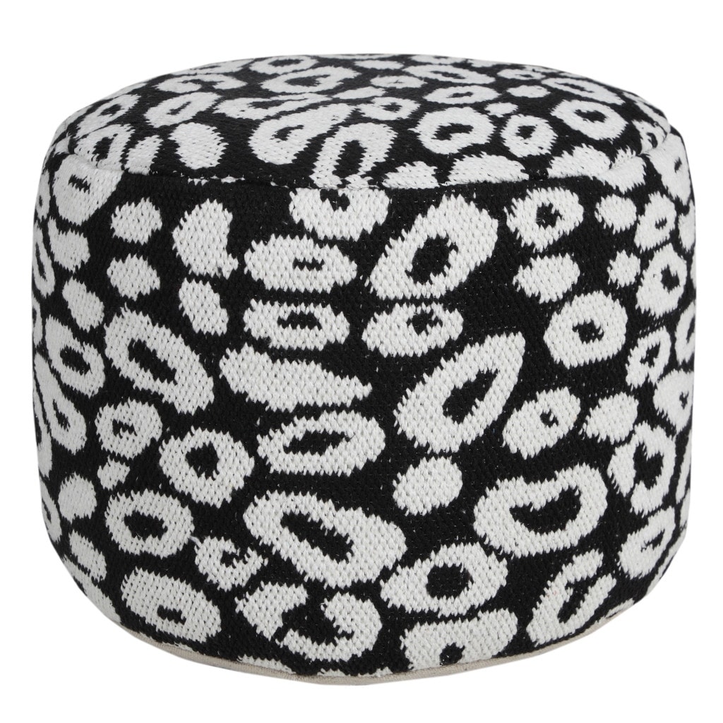 HomeRoots 18" Black Cotton Blend Ottoman