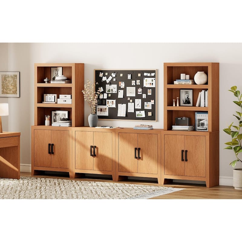 WAMPAT Entertainment Center with Bookshelves, Farmhouse TV Stand for Living Room, Bedroom - n/a