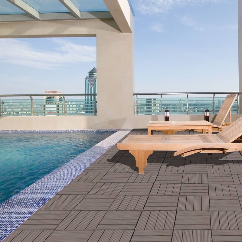 11.8" x 11.8" square wood-plastic composite deck tiles