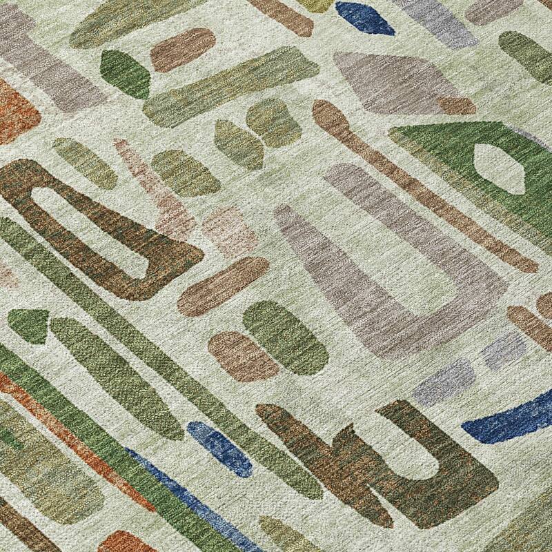Machine Washable Indoor/ Outdoor Global Geo Chantille Rug