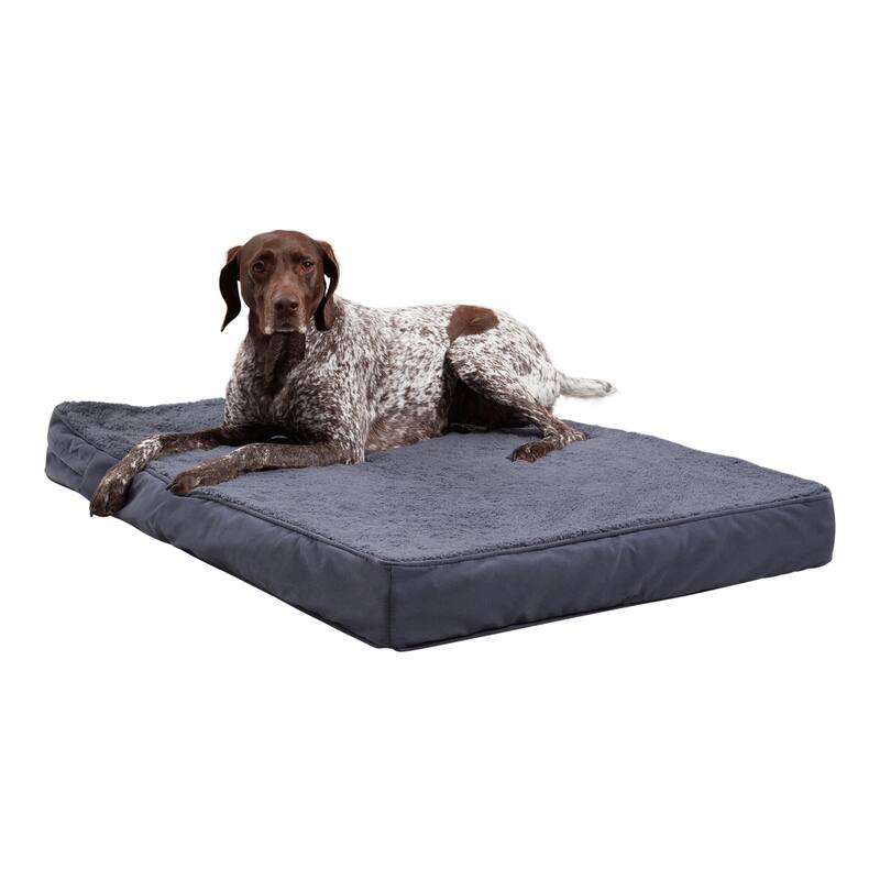 Happy Hounds Oscar Orthopedic Sherpa Dog Bed - Large (48"x36") - Blue Steel