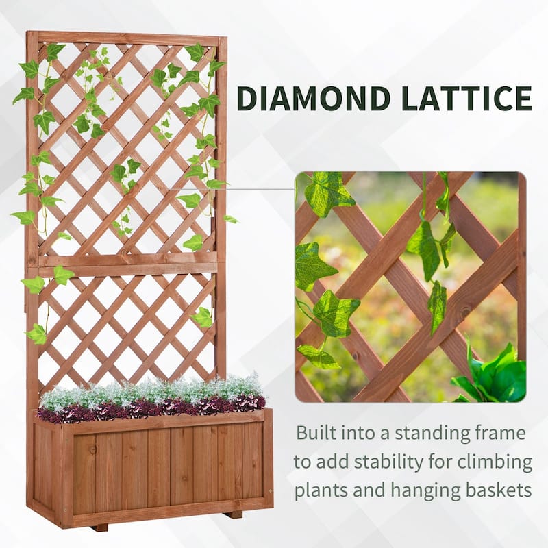 Outsunny Tall Planter Box with Trellis