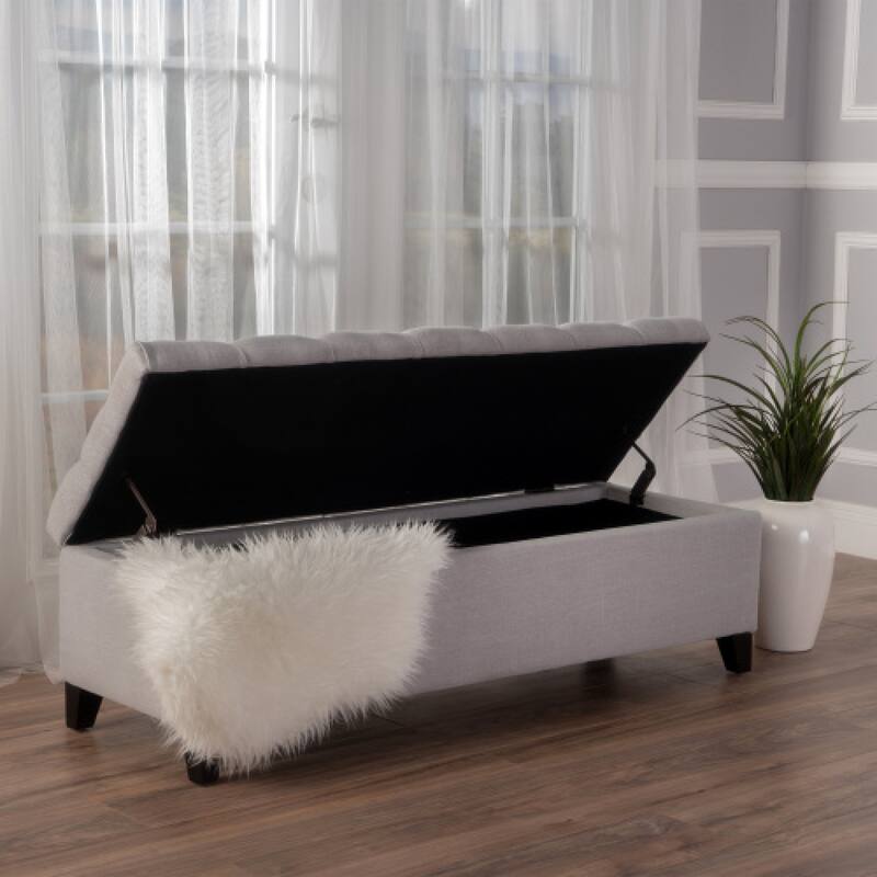 Roomfitters Glouster Storage Ottoman Bench, Button Tufted Fabric with Diamond Stitching