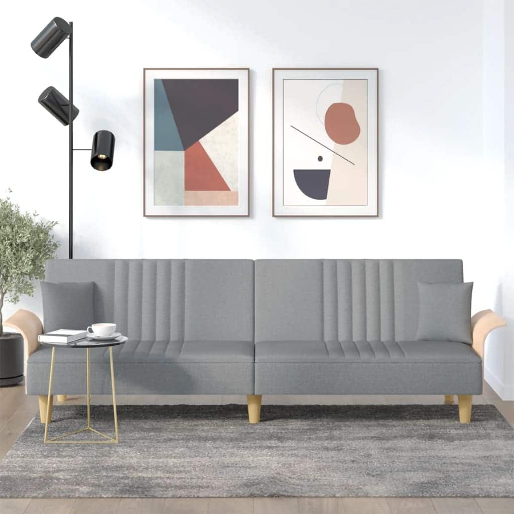 vidaXL Sofa Bed with Armrests Dark/Light Gray Fabric - 88.2" x 35" x 27.6"
