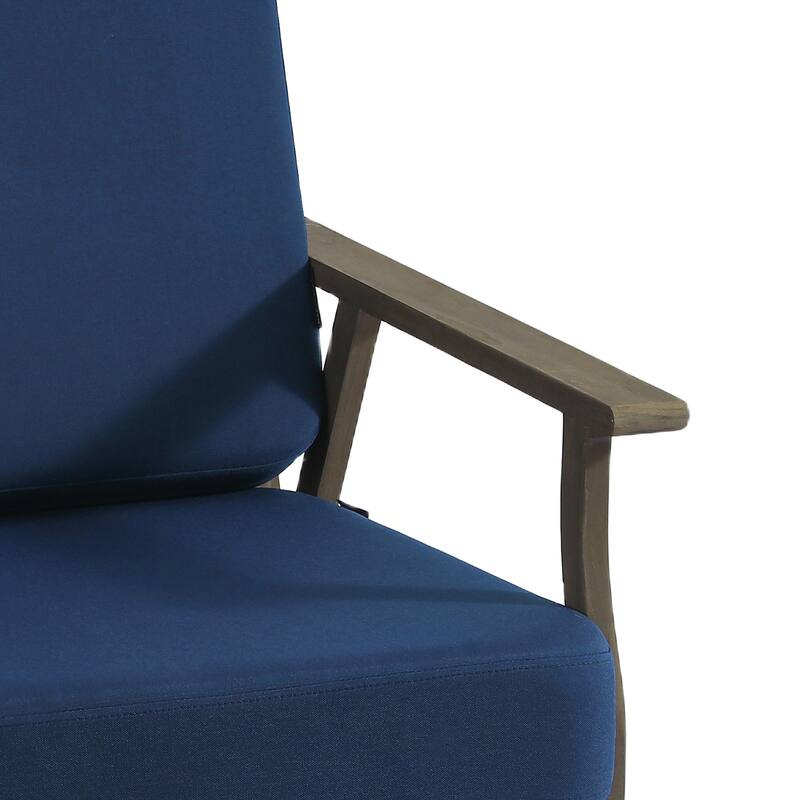 Modern Wood Cushioned Outdoor Patio Sofa Loveseat with Coffee Table