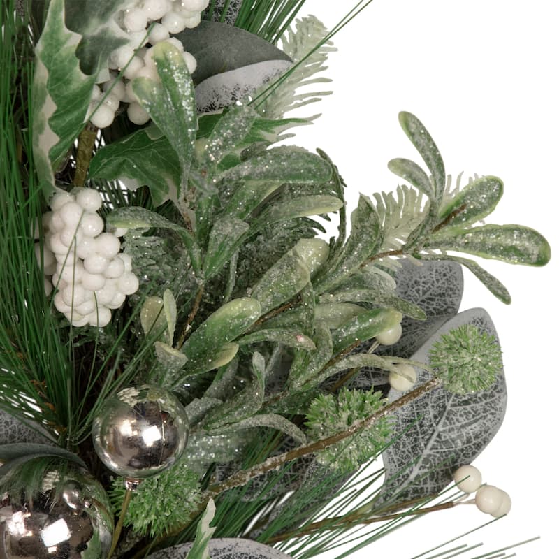 Artificial Christmas Wreath with Assorted Foliage and Berries 24-Inch Unlit - 24"