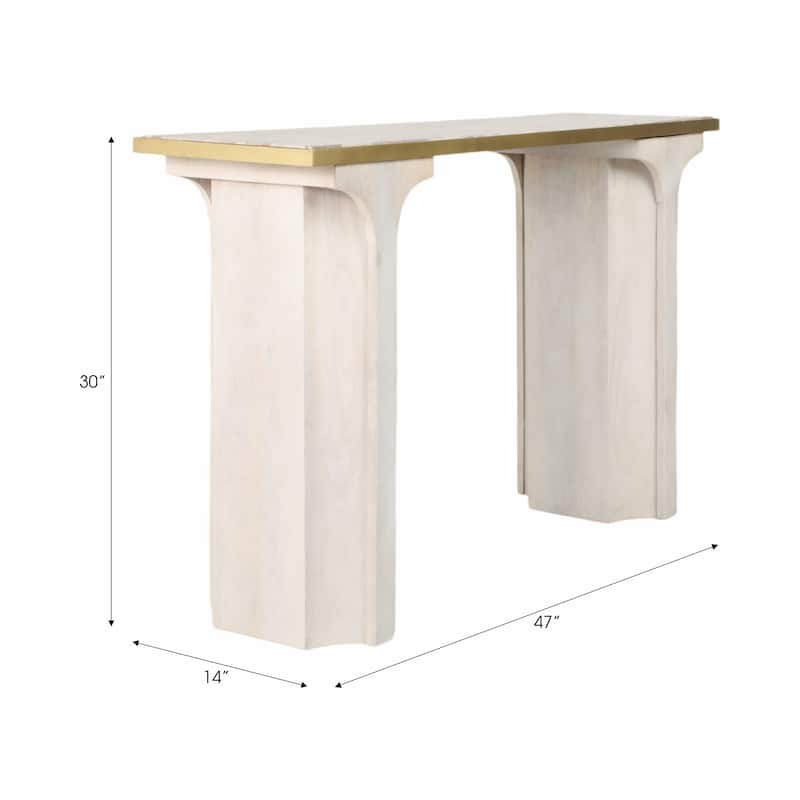 Stone Travertine Console Neutral Tones Table Modern Design - 30" White - 47" x 14" x 30"