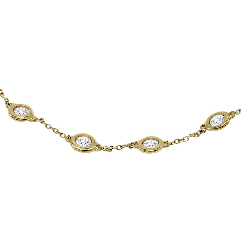 Marquee 1 Carat TW Bezel Set Genuine Diamond Station Bracelet in 14K Yellow Gold