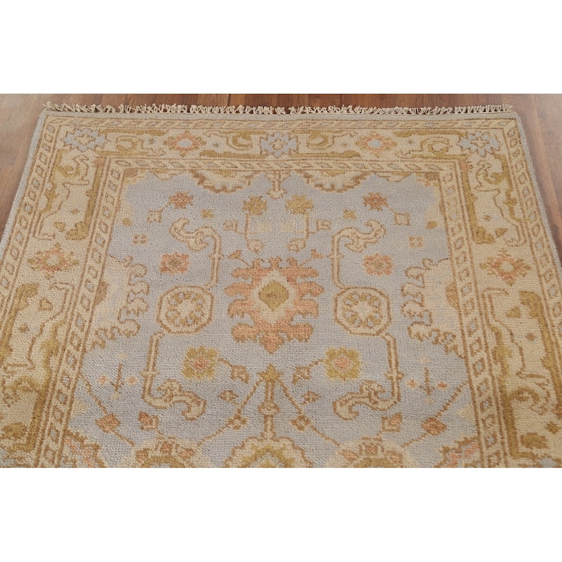 All-Over Oushak Indian Area Rug Handmade Wool Carpet - 4'0"x 5'10"