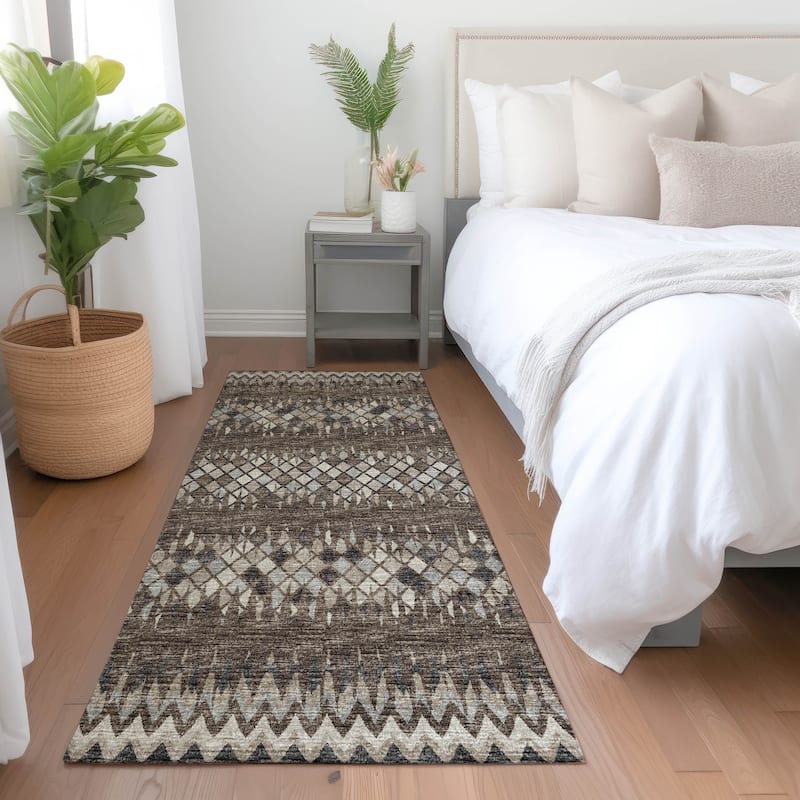 Premium Washable Super Soft Boho Contemporary Mayfield Rug - Brown - 2' 3" x 7' 6" - Runner