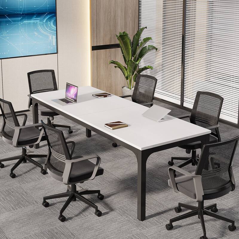 Long Conference Table Set of 4, 13FT Large Rectangle Meeting Seminar Table, 78.74-Inch Business Tables