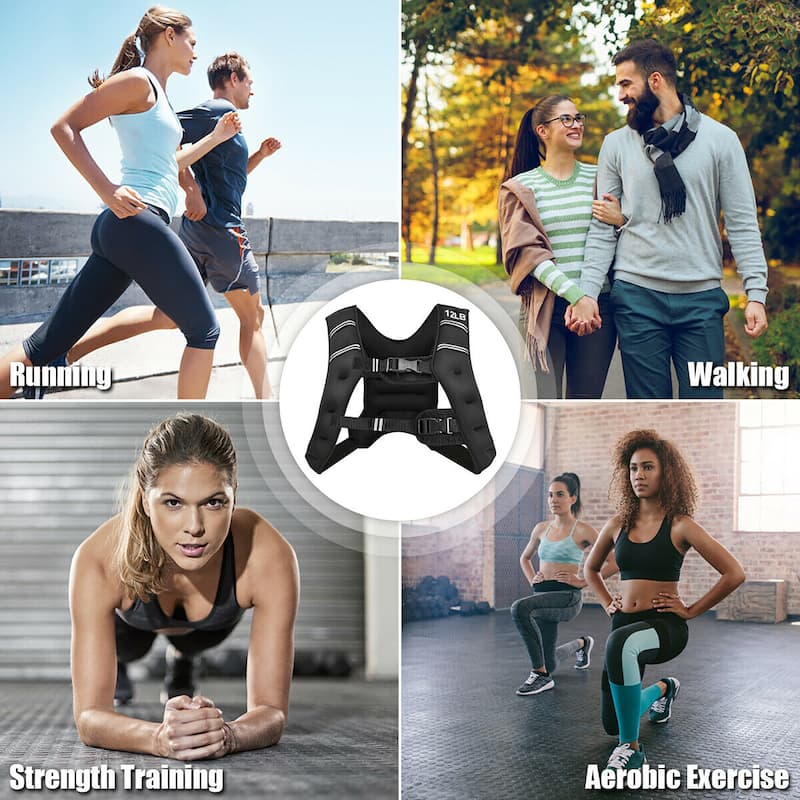 Costway 12LBS/20LBS Workout Weighted Vest Mesh Bag Adjustable Buckle