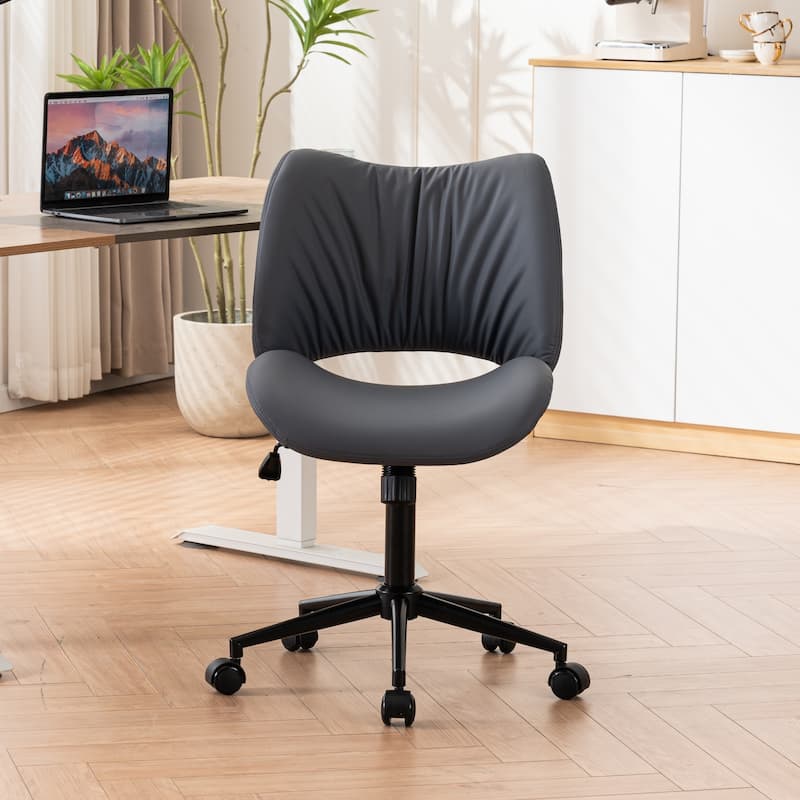 Ergonomic Faux Leather Office Chair, Swivel Task Chair - Gray Purple