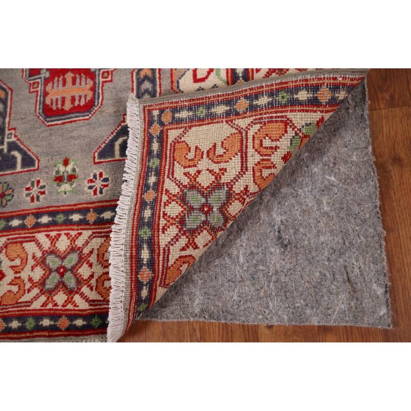 Gray Kazak Foyer Rug Hand-Knotted Wool Carpet - 3'2" x 5'0"