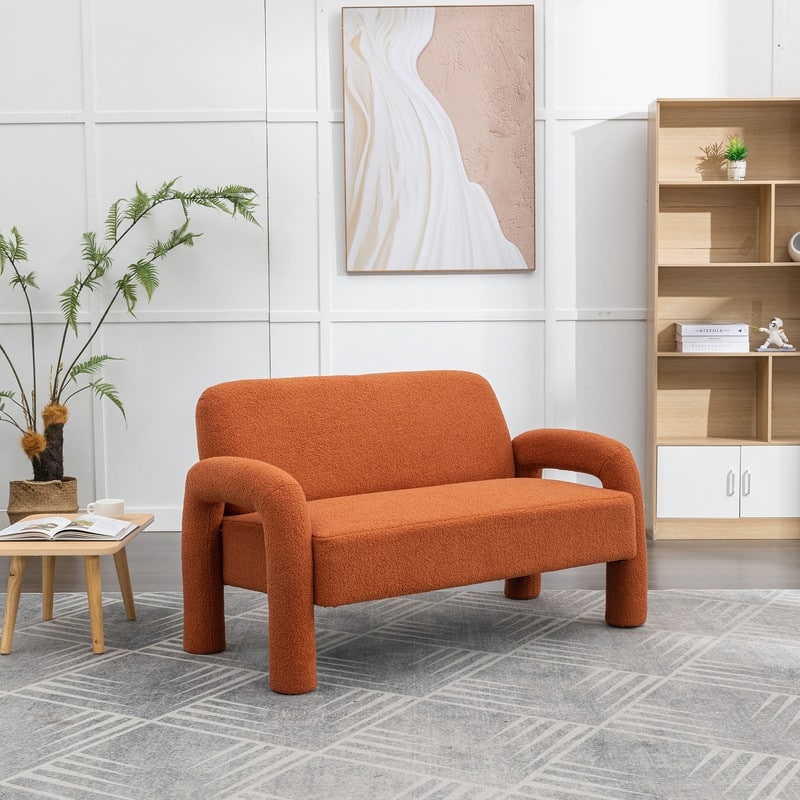 SEYNAR Mid-Century Modern Boucle 51'' Solid Wood Curved Sofa